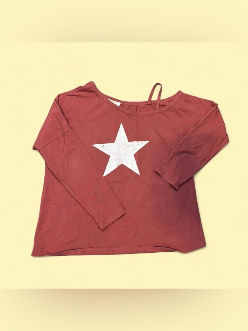 Fantastic Fawn Burgundy Long Sleeve Top with White Star